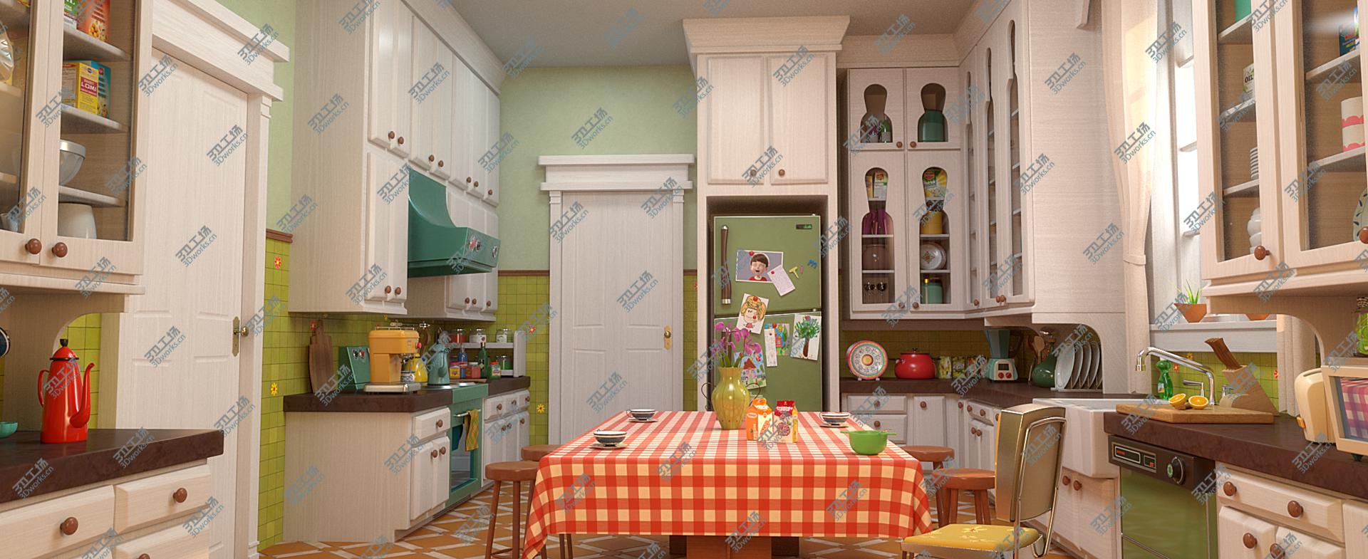 images/goods_img/2021040234/Cartoon Kitchen Dining Room 3D model/4.jpg